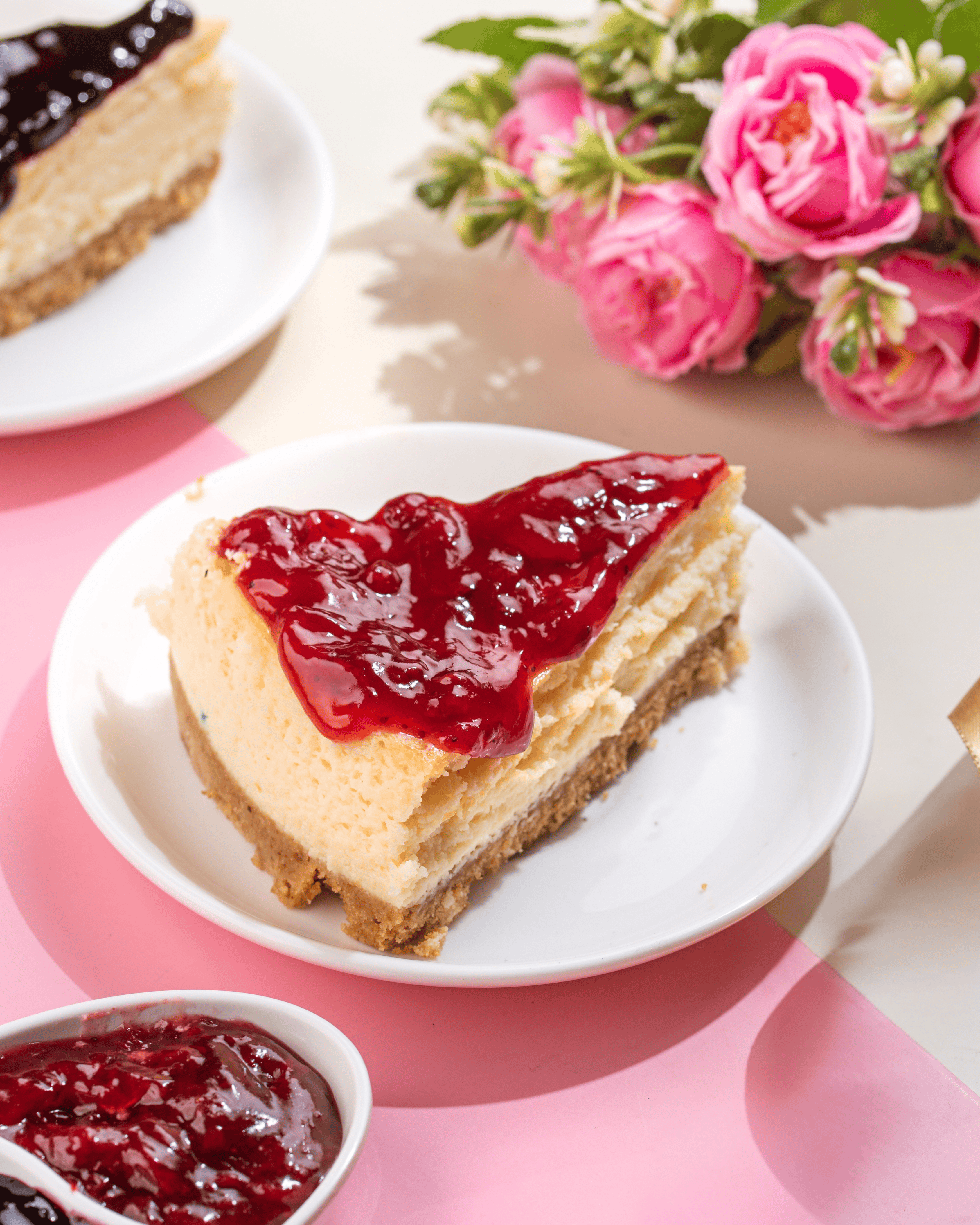 Strawberry Blossom Baked Cheesecake