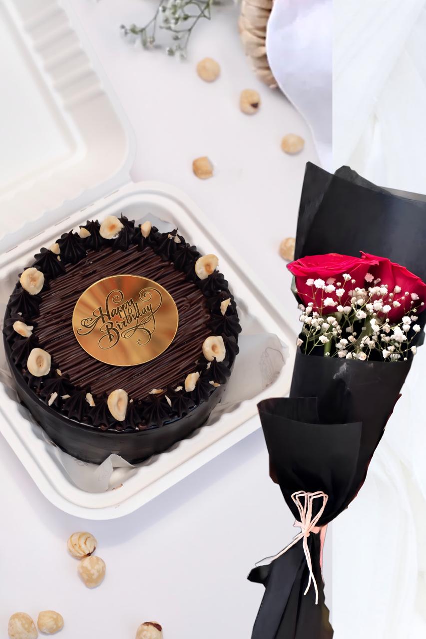 Hazelnut Chocolate Bento Cake With Flowers